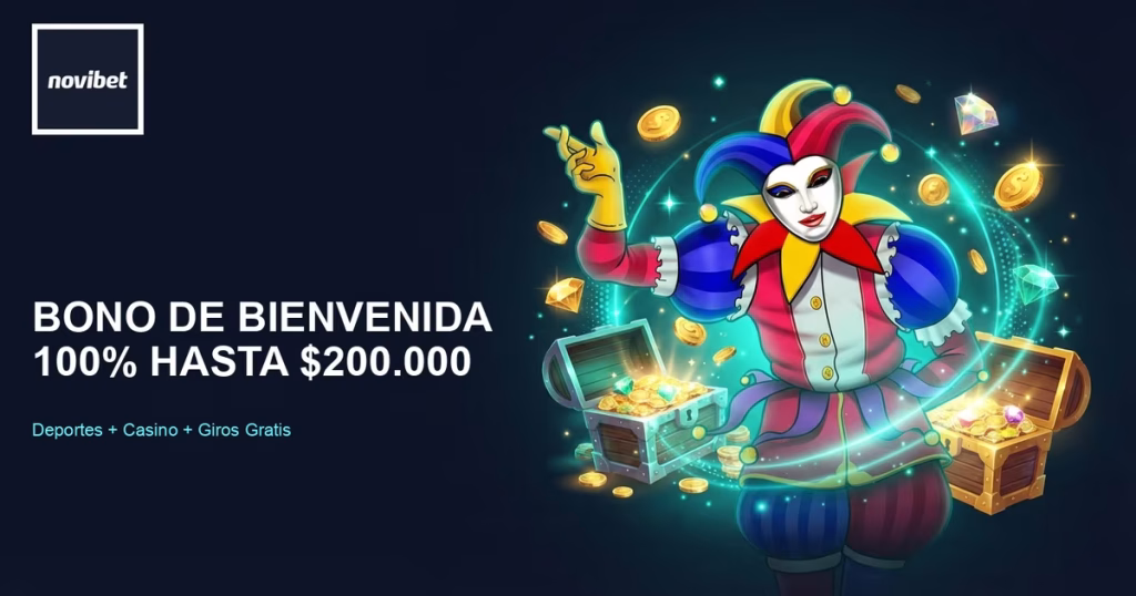 Bono de bienvenida Novibet 100% hasta $200.000 CLP en deportes y casino