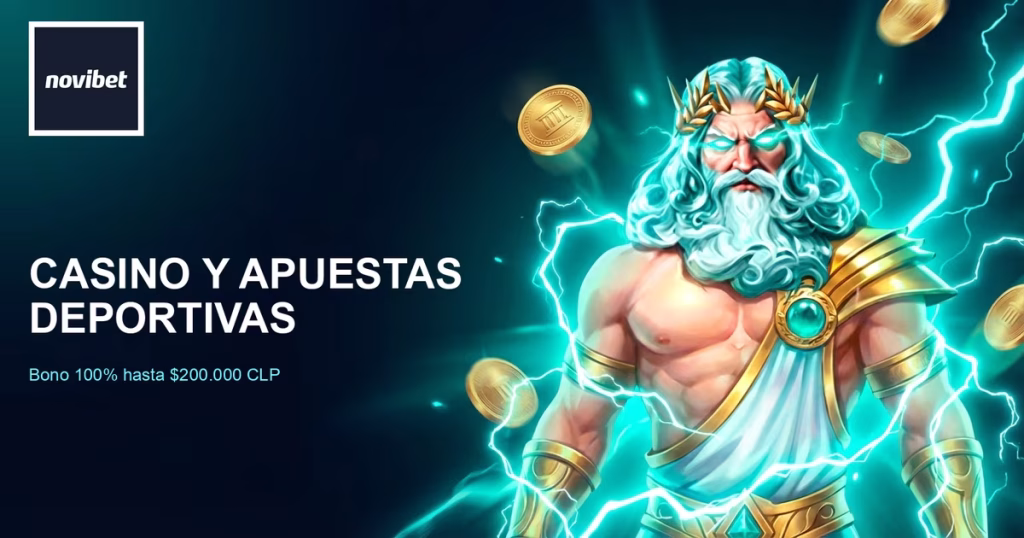 Interfaz de Novibet Chile con bonos de casino y apuestas deportivas